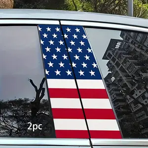 American Flag Stickers Set, Self-Adhesive Vinyl Decals for B Pillar Glass & Plastic Surfaces, Waterproof Patriotic Design, Easy Peel & Stick