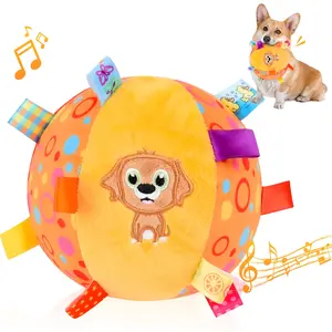 Dog Squeak Ball Toys with Tags, Interactive Dog Toys, Soft Stuffed Puppy Toys with Built-in Bell, Dog Chew Toys to Keep Them Busy for Small Medium Large Dogs - 6 Inches dog toys dog products