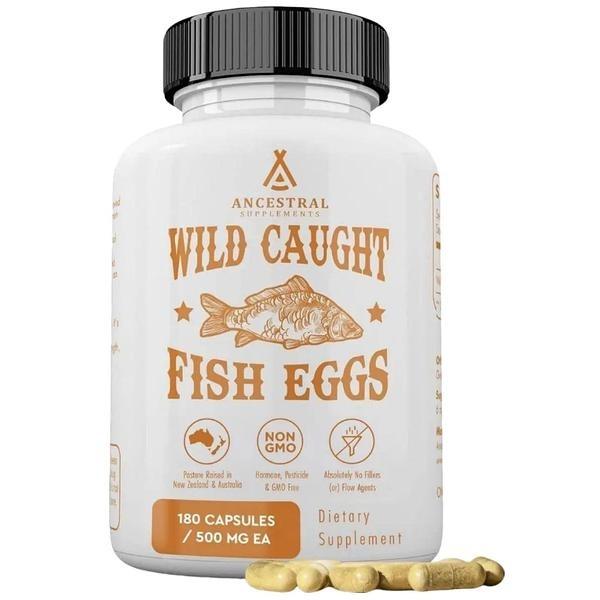 Ancestral Supplements Omega-3 Supplement Capsules, Wild Caught Fish Egg Source with Vitamins A, D & K2, 2400mg, 180 Count