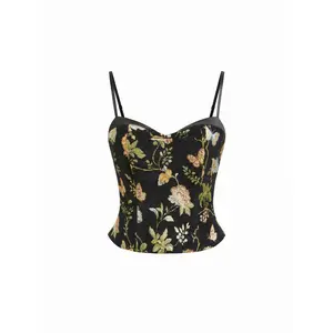 Cider Jacquard Floral Sweetheart Cami Top