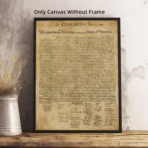 Vintage Declaration Of Independence Poster, 1 Count Retro US Historical Canvas Poster, Waterproof Canvas Wall Art, Wall Decor for Home and Dormitory, Ornaments, Art Wall Decoration