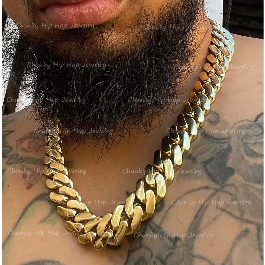 Men's Miami Cuban Chain Necklace, Bold Heavyweight Chunky Style in 316L Stainless Steel or Gold Plated, 10-22mm, Adjustable 18-30 Inch, Cuban Style Chain, Casual/Formal, Chain Style Necklaces, Chunky Jewelry