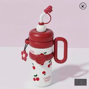 31.45 oz 930ml 316 Stainless Steel Vacuum Thermos Sippy Cup with Handle Design Large Capacity 12 hr Thermal Insulation Ice Coffee Cup, casual style, insulated travel drinkware reusable straw cup for home, office and car