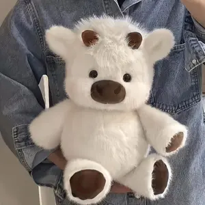 This Adorable Plush Toy of a Highland Cow, Measuring 40Cm Or 15.74 Inches, Features a Cute Pink, White, And Light Brown Design. It'S an Ideal Gift for Valentine'S Day, Easter, Or Birthdays for Girls