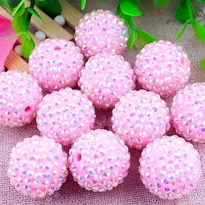 Baby Pink 20mm Rhinestone Beads Set of 5