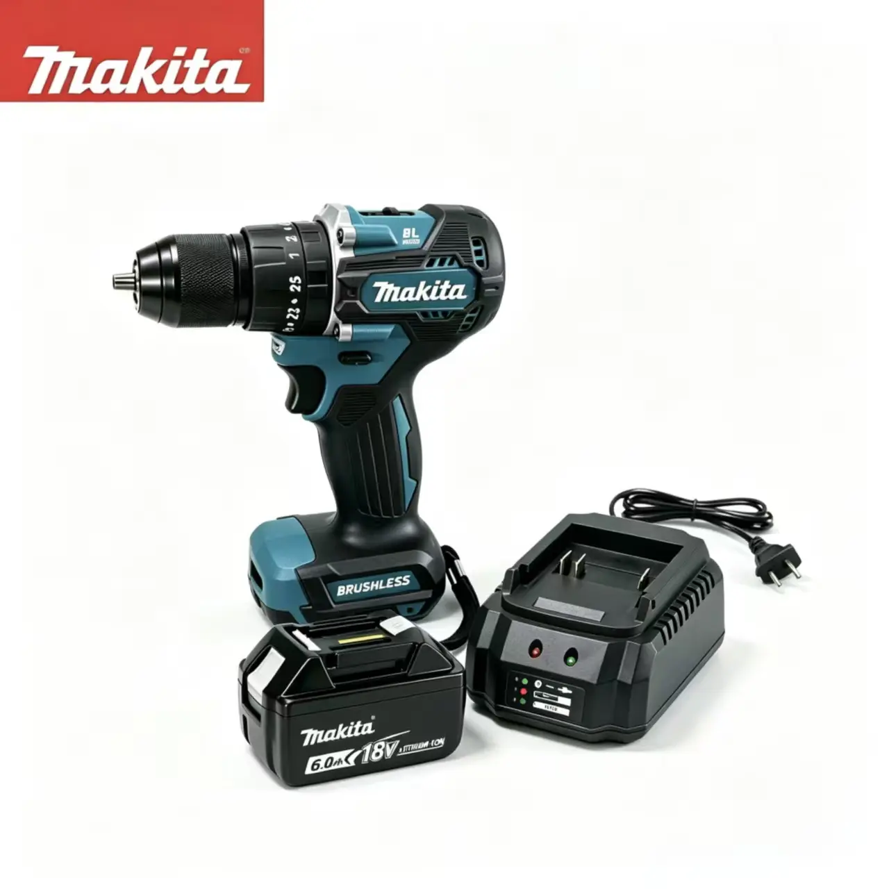 Makita 487 18V Brushless Drill Driver, 13mm Chuck, 40Nm Hard Torque, 25Nm Soft Torque, 0-500/0-1700 RPM 2-Speed, for Woodworking & Metal Fabrication Tasks