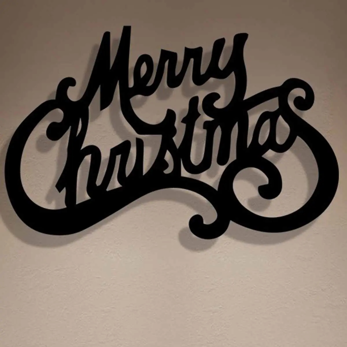 Vintage Christmas Metal Wall Decor, Merry Iron Art Decoration, Powder Coated Rustic Style, Ideal Gift for Living Room & Home Office