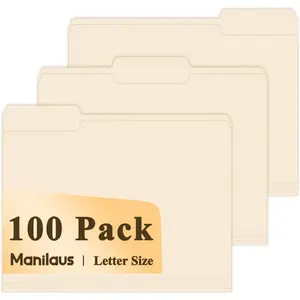 1/3 Cut Manila Folders 8.5 x 11 Letter Size, 100 Pack Paper File Folders for Documents Business School Classroom Office Supplies