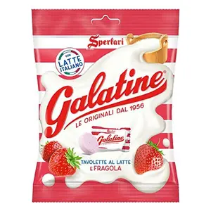 Sperlari Galatine Strawberry Milk Candy Bags, Individually Wrapped Strawberry Flavored Powdered Milk Italian Tablets, 115 gr / 4.05 Ounce Bag (1-Pack)