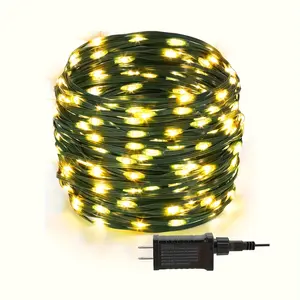 Bhony LED Outdoor Christmas Lights, 110Ft/210FT 8 Modes IP44 Warm White/Multi-color End-to-End Connectable Fairy String Light Plug In For Xmas Tree Party Wedding Outside Decoration