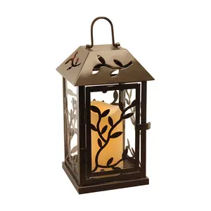 LumaBase Vine Metal Lantern with Removable Flameless Candle