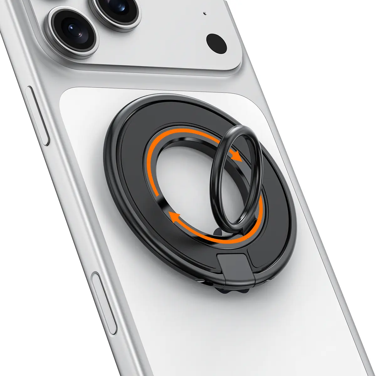 Magnetic Phone Holder Ring Grip - 2026 Black, Double-Sided Magnetic, 360-Degree Rotation, MagSafe-Compatible for iPhone 17-11, Samsung, Google & Universal Users’ Devices