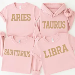 LIGHT PINK Limited Edition Zodiac Puff Print Unisex Sweatshirt, Hoodie,T-shirt, Astrology Apparel, Trendy Tops for Women for Men, Perfect Gift,Sarcastic College Sweatshirt, Women's Crew Neck,Hoodie and Sweatshirt K