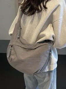 Women's Solid Large Capacity Crossbody Bag, Fashionable Shoulder Bag for Daily Commute, Casual Trendy Versatile High-quality Bag, Adjustable Strap Bag