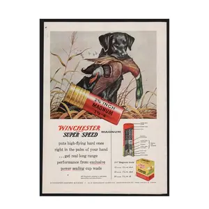 Vintage Winchester Super Speed Ammo Poster, Image of a Loyal Black Hunting Dog Holding a Duck, Birthday Gift for Hunters, Christmas Gift for Outdoorsmen, Room Decoration, Gift for Friends
