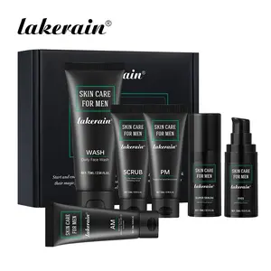Men's Complete Skincare, 6PCS Set Oil Control, Hydration & Smoothing Kit | Mini Travel Size including Face Wash + Scrub + Day/Night Eye Serum + SPF Day Cream + Night Cream, Perfect for Business Travel & Daily Use, Moisturizing