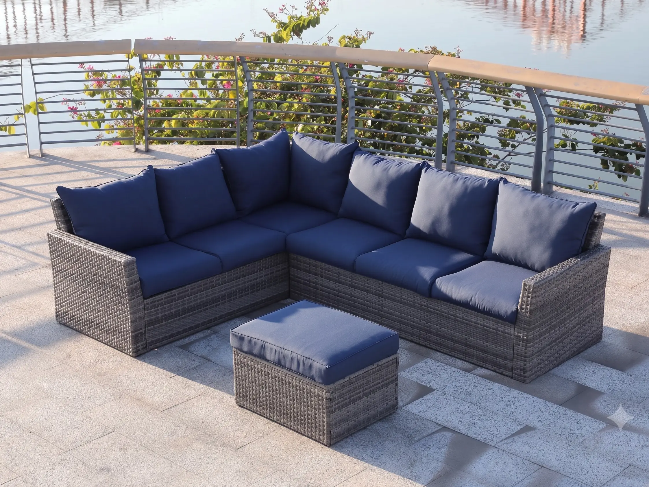 83.5" Grey Polyethylene and Iron 3-Piece Outdoor Group Seat