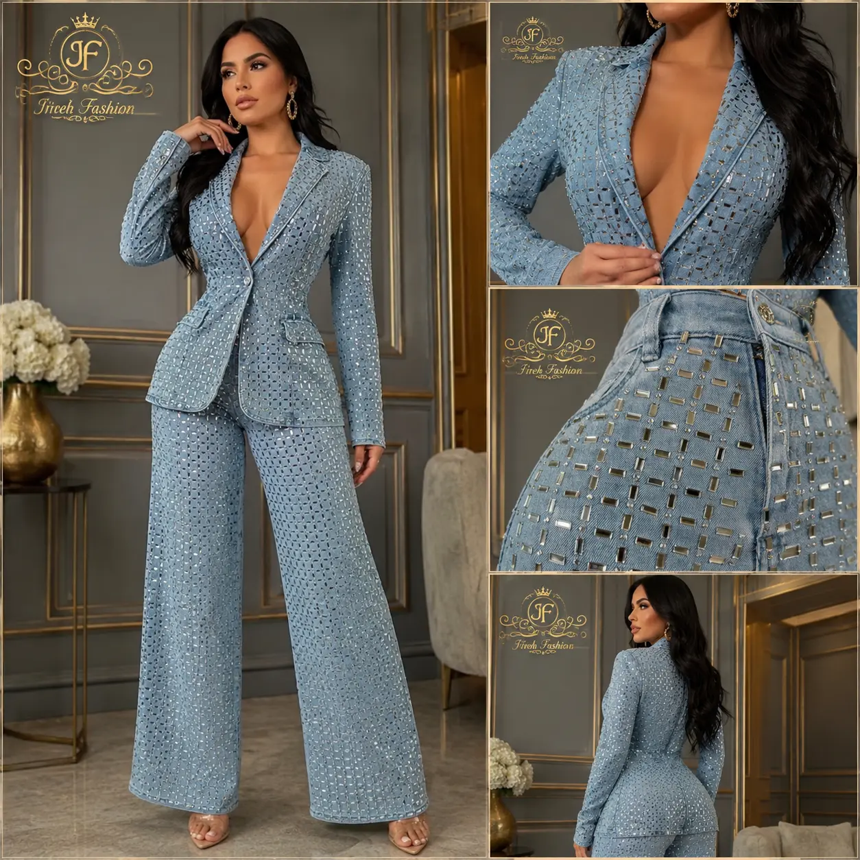 Diamond Denim Suit 2 pieces