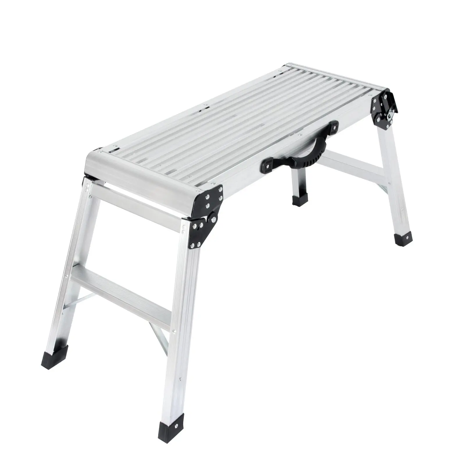 LEADALLWAY Aluminum Work Platform Aluminum with Handle Step Ladder Heavy Duty Foldable Step Stool 330 Lbs Capacity