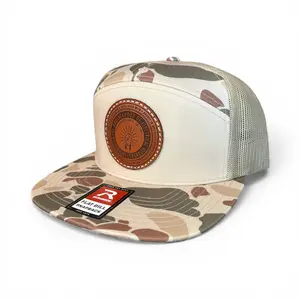 IBEW Camo Leather Patch Hat – Richardson 112P / 168P Flat Bill Snapback – Union Electrician Trucker Cap