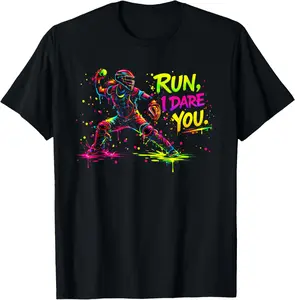 Girls Softball Catcher Graphic Bold Color Splatter Backstop T-Shirt - Crewneck Men Women Youth Boys Girl T-shirt Cotton Fabric