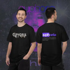 Euphoria T-shirt | Cool series tshirt |  Retro wavy front | purple block logo back | Soft cotton Vibe Tee