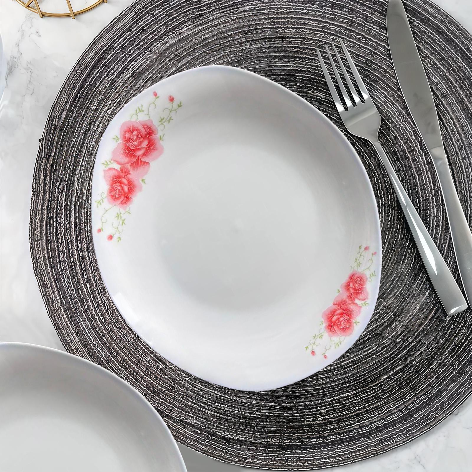 Viral Red Rose Ceramic Dinner Plates with Handles! 8 Inch Elegant Floral Design Plates, Microwave & Dishwasher Safe, Thickened Anti-Scald Stackable Plates for Pasta, Soup, Home Kitchen Upgrade Must-Have!