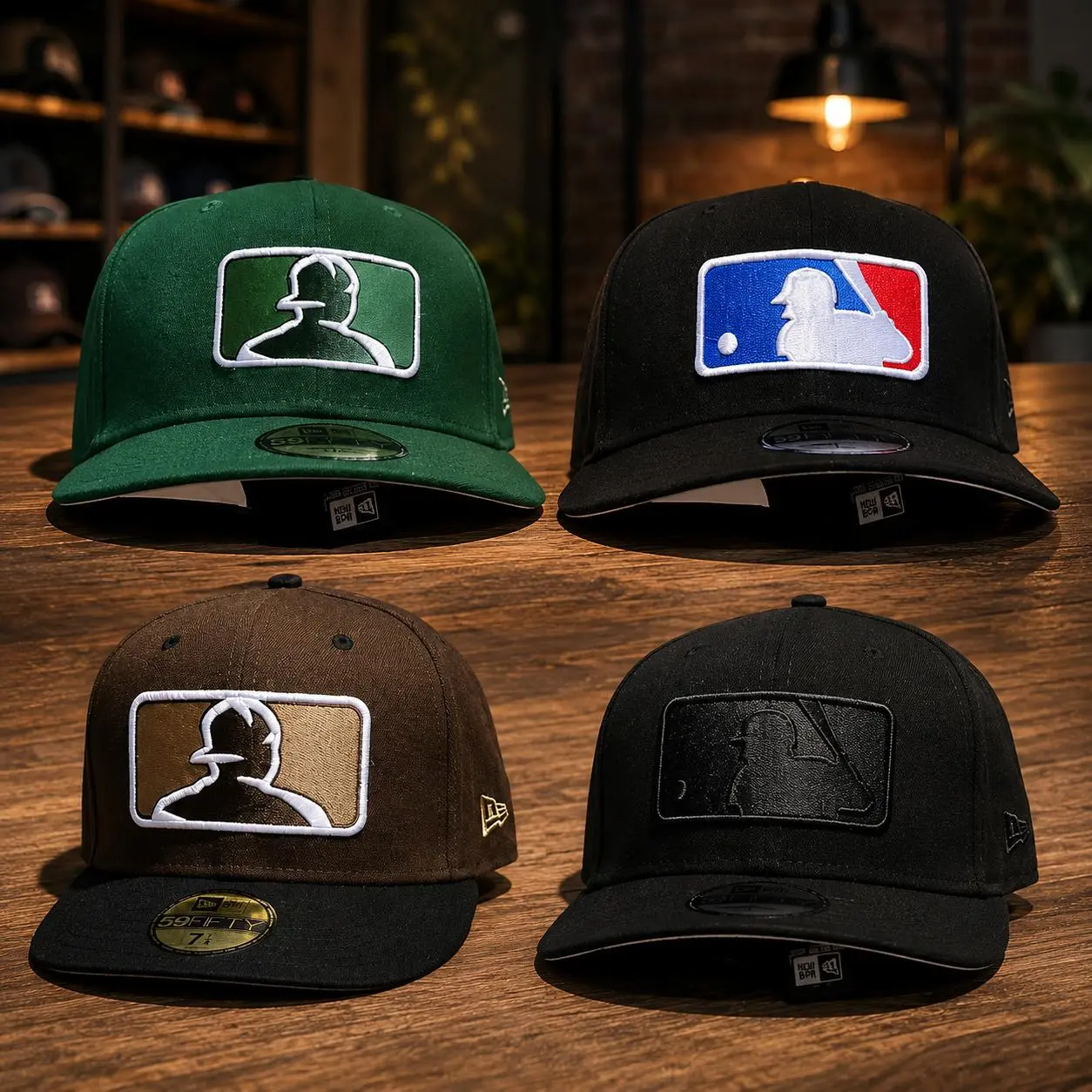 MLB Logo Collection Snapback Hat – Embroidered Baseball Cap Adjustable Flat Brim Streetwear