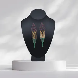Mardi Gras Rhinestone Cascade Fringe Earrings