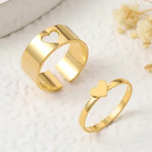 Accessories Cut Heart Butterfly Couple Rings Fashion Simple Titanium Steel Ring Set