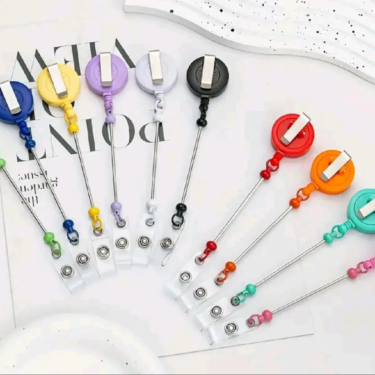 Beadable Badge Reels - Plastic-Metal Construction, 1 Each Sold Individually, Multiple Colors, Unisex 1 Size, Durable for Work Uniforms & Casual Events, DIY Badge Making Supplies (Toys & Hobbies)