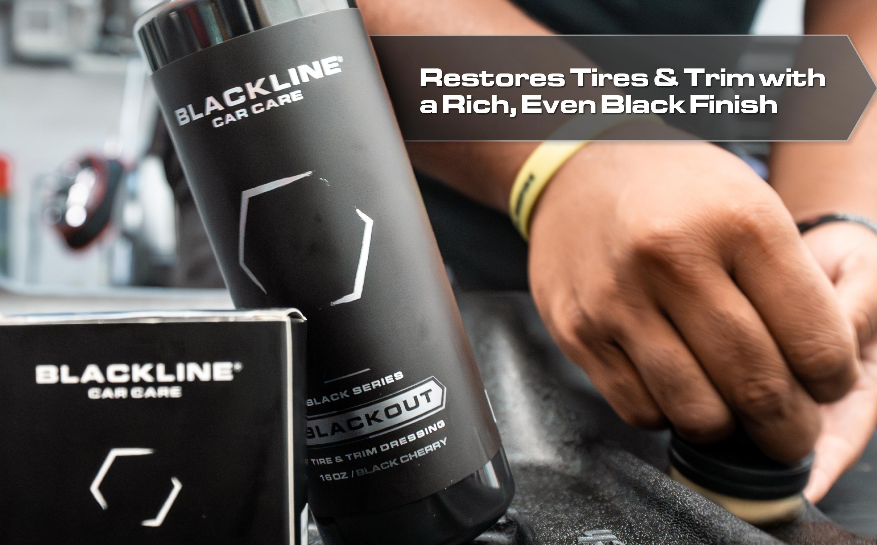 BLACKLINE Blackout Trim & Tire Dressing Bundle – Deep Black No-Sling Shine, Gel & Sprayable Kits with Wheel N' Tire Cleaner, Wheel Mitt & Pro Brush Sets, Complete Wheel Detailing Systems