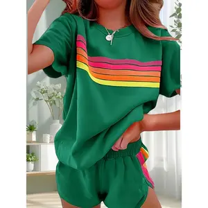 Rainbow Vibrant Color-Block Lounge Set | Versatile Color-Pop Set | Active Color-Block Outfit | Minimalist Contrast Set | Casual Womenswear