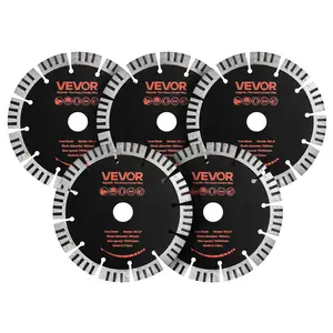 【Spotlight Day】VEVOR Diamond Blades 6.3 inch, 5-Pack Wall Chaser Saw Blade Cutting Blade, 0.87 in Arbor, High-Hardness Diamond Segments, 65Mn Steel Core, Dry Wet Cutting, Clean Edges for Concrete Brick Stone Cement
