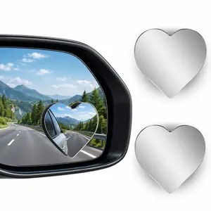360° Adjustable Heart Car Blind Spot Mirror (2 Pcs), for Road Travel Driving Observation, Multifunctional Auto Accessories, Sleek Frameless Look Expand Monitoring Range