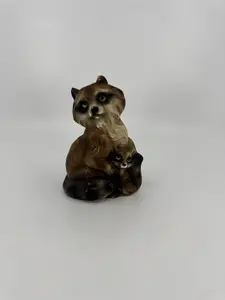 Vintage Mom and Baby Racoons Figurine Made in Japan A-199 Porcelain Figurines