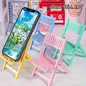 Creative Folding Chair Phone Stand & Mini Stool, Portable Multicolor Design, Compact Desktop Holder for Phones, Tablets, E-Readers, Bedside, Desk, Travel