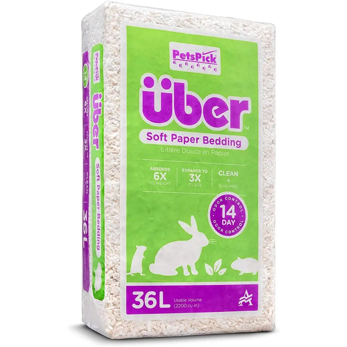 212 MAIN Shredded Paper Pet Bedding - 36L American Wood Fibers, Soft Texture, Dust-Free, Absorbs Moisture, Odor-Control White Bedding for Dogs, Rabbits, Nesting & Burrowing Use, Expands to 3x Size