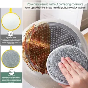 Kitchen Cleaning Tools Set of 10 Double-Sided Round Non-Scratch Dishwashing Sponge Scrubber Pads for Dishes, Sink, Basin, Pots and Pans Utensils