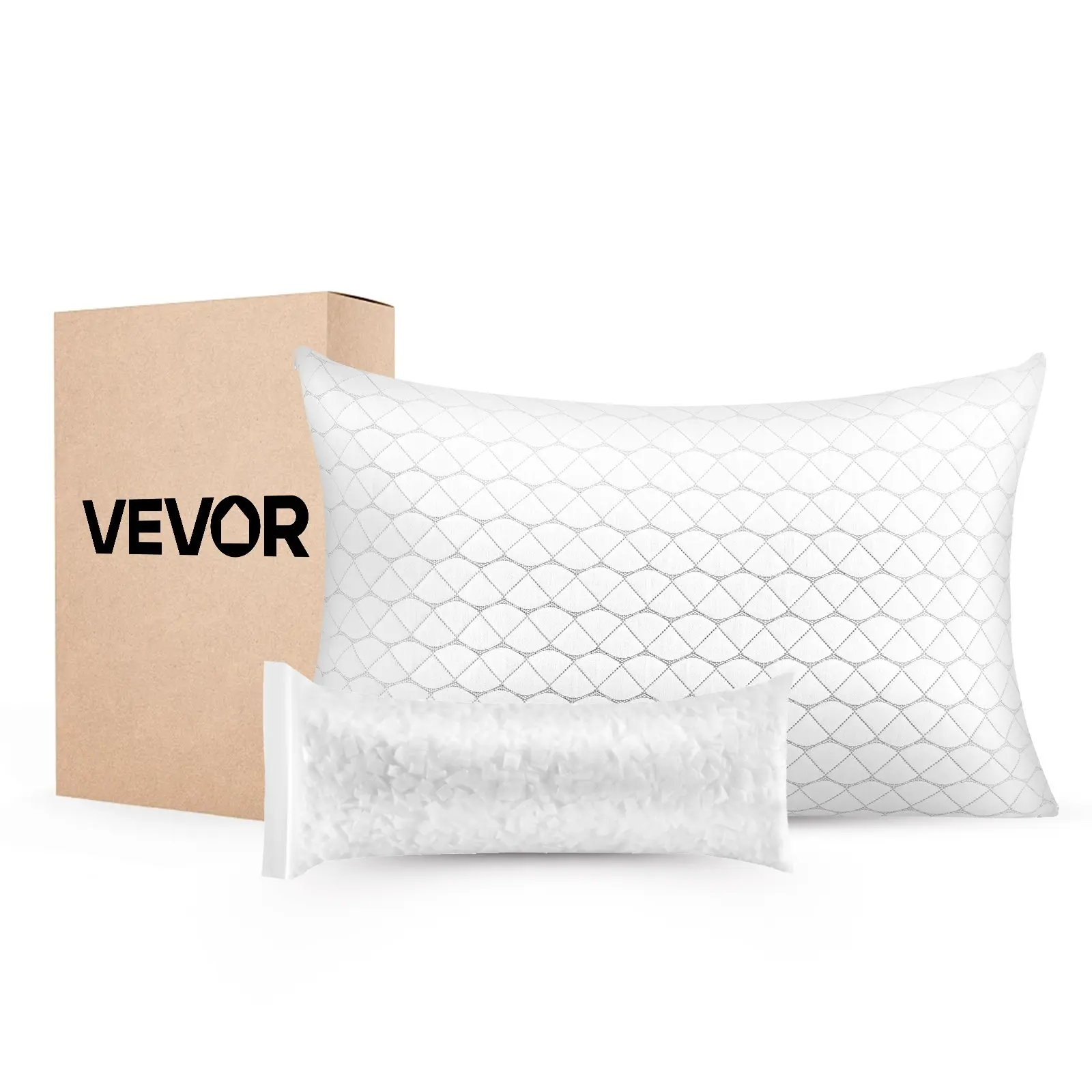 【DealsForYouDays】VEVOR King Size Luxury Hotel Bed Pillow, Premium Memory Foam Fill, Adjustable Design, Natural Fiber Pillowcase Included, Bedding for Back Sleepers