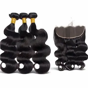3 Bundles and Frontal Deal: 3 100% Virgin Human Hair Bundles with 13x6 HD Frontal