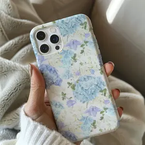 Watercolor Spring Floral Smartphone Case - Hydrangea Blooms, Cellphone Protector Accessory, Spring Gift, Compatible with iPhone 11 12 13 14 15 16 17 Pro Max Air Plus Shell