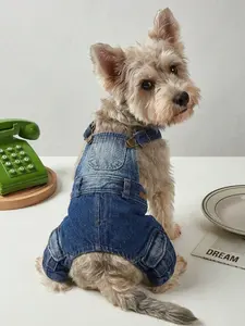 AESS x PETSIN Dog Cool Blue Overalls Jumpsuit Casual Fashionable Pet Clothes Puppy Outfit Apparel Cute Summer Dogwear
