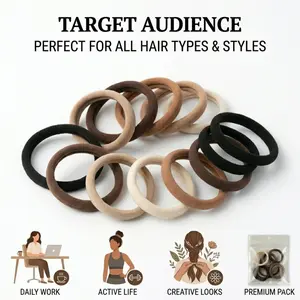 10PCS Premium Black Hair Ties, Thick Durable Hair Bands, Gentle Hair Protection Ponytail Holders For Daily Hairstyle