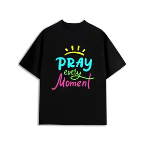 Pray Every Moment T-Shirt for men Christianity Crew neck T-shirts black 180G 100% Cotton Breathable fabric, round neck, short sleeves Daily and weekend wear christianity religious prints Trendy print design
