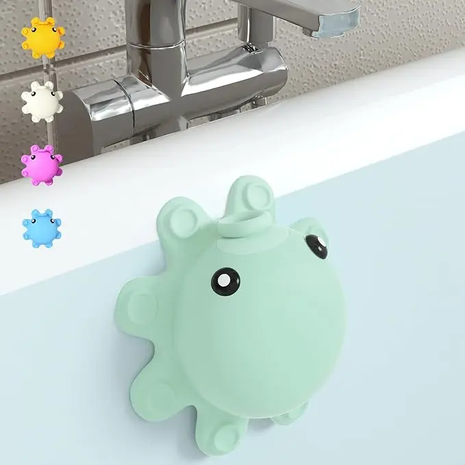 Upgraded Octopus-Design Eco-Friendly Silicone Bathtub Overflow Drain Cover - Modern Bathroom Accessory, 4'' Diameter, Ultra-Tight Seal for Worry-Free Soaks, Deep Soak Boost, Safety-Focused Latex-Free Bath Pillow Gadget