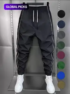 Men's Fashion Casual Jogger Pants, Side Striped Simple Style, Waist Drawstring Elastic Hem, Sports Pants for Exercise & Daily Wear