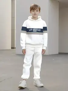 Boys Letter Print Sweatshirt Set, Outdoor Activities, Daily Play & School, Warm Winter Clothing, Comfortable Two-Piece