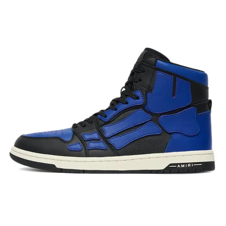Men's AMIRI Skel-Top Hi-Top Color-Block Casual Trainer Footwear, Blue Trending Shoes, House White Official Maison Mihara Sneakers
