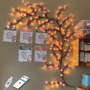 7.5ft 144 LED vine light, cherry blossom decorative wall lamp, Christmas indoor wall decoration, flexible and moldable design, realistic branch-shaped light, comes with installation tools, adjustable brightness